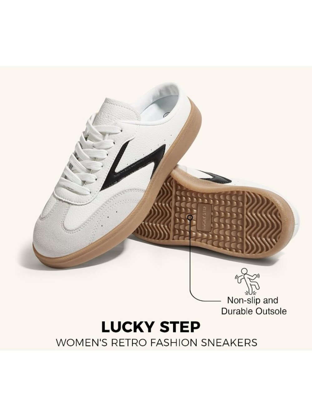 Women’s White/Black Backless Casual Open Back Non Slip Retro Mules Sneakers - Picture 4 of 6